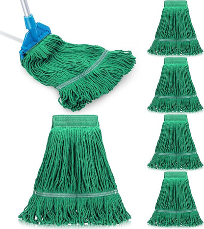 Nuogo 6 Pcs Commercial Mop Head Replacement Floor Cleaning Wet Mop Head Refills Heavy Duty Commercial General Cleaning(Green)