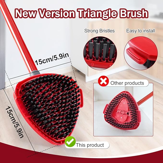 Mop Head Replacements Compatible with OCedar EasyWring, 6 Packs Mops Heads with 1PCS Scrub Brush and 1PCS Spin Mop Base, Dry and Wet for Hard-Surfaced Floors