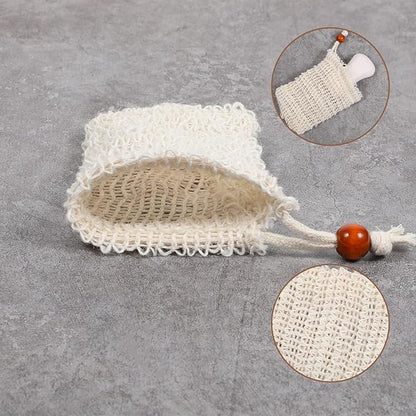 Soap Bag 10 Pcs Natural Sisal Soap Saver Bags Mesh Net Saver Pouch Exfoliating Foaming Drying Soaps Holder Handmade Bag with Drawstring for Bath Shower Massaging and Scrubbing