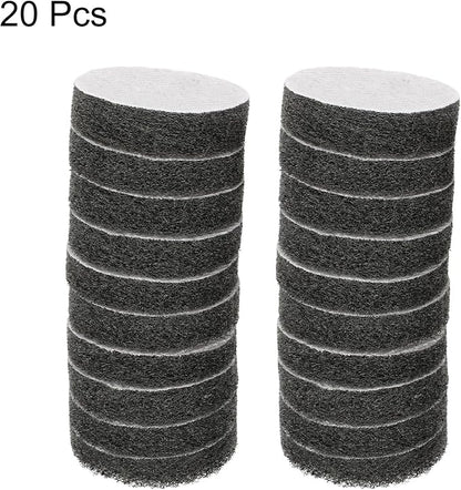 HARFINGTON 20pcs Scrubber Scouring Pads 800 Grits 2 Inch Drill Power Brush Hoop and Loop Surface Conditioning Disc Drill Scuffing Disc Scrub Pads for Home Kitchen Cleaning, Grey
