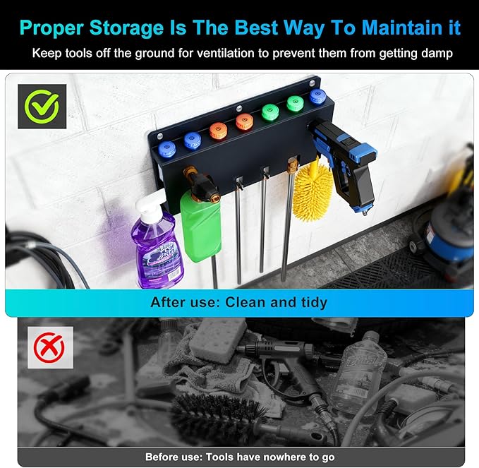 Pressure Washer Gun Holder, Foam Cannon Holder, Wall Mount Car Wash Accessories Storage Rack, Tool Storage Rack for Pressure Washer Gun, Foam Cannon (C-PWGH-F)