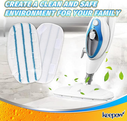 KEEPOW Steam Mop Pads Compatible with PurSteam Steam Mop Cleaner 10-in-1/ThermaPro 211, Washable/Reusable Microfiber Replacement Mopping Pads, 5 Pack