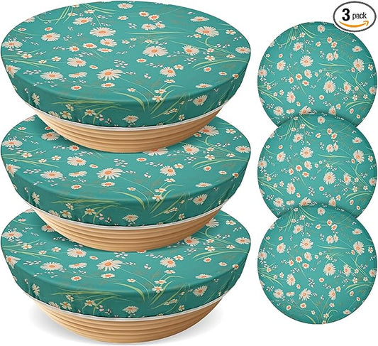 3 Pack Beeswax Bowl Covers Reusable (12 Inch Large),Bowl Covers for Bread Proofing,Elastic,Natural Beeswax Organic Cotton,For Sourdough Proofing,Large Containers&Food Storage