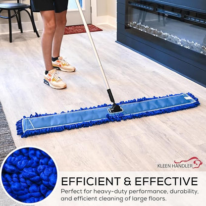 Kleen Handler 48 inch Microfiber Dust Mop | Extra Large Washable Commercial Mop Head Replacement, Pack of 3