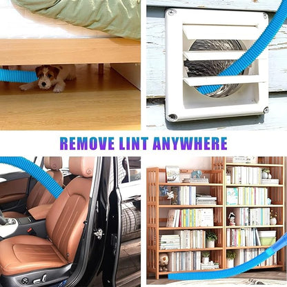 5 Pieces Dryer Vent Cleaner Kit Universal Vacuum Hose Attachment and Flexible Lint Brush for Quick Dryer Duct Cleaning & Lint Remover, Blue