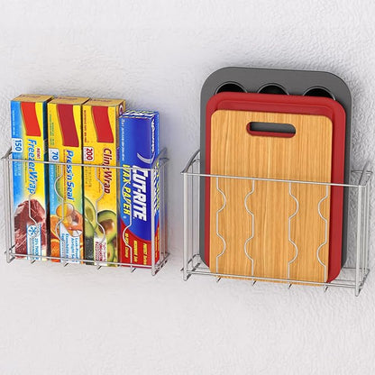 Simple Houseware Over the Cabinet Door Organizer Holder 2 Pack 13.5" Wx4.25 Dx18.5 H and 12.5" Wx3.6 Dx18.5 H Silver