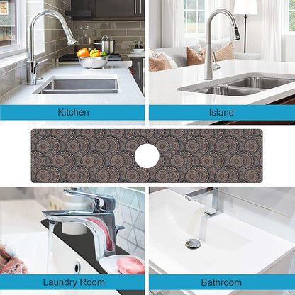 Kitchen Sink Splash Guard Faucet Mat Super Absorbent Fast Drying Mat Sink Gadgets Splash Guard Behind Faucet Drip Catcher for Kitchen (Grey, 23.5x5.5in)