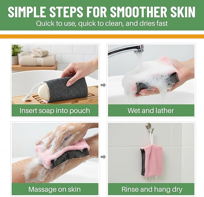 Evelots Soap Saver Sponge with Pocket - 3 Pack Terrycloth Plus Exfoliating Side for Cleansing Bar Soap -No More Wasted Soap Bits -Includes Sponge and Rope