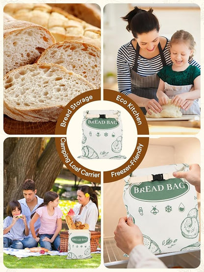 2 Pack Zippered Beeswax Bread Bags 17×13 Inch Large Cotton Sourdough Bread Bags Reusable Bread Storage Bags for Homemade Bread Freezer Safe for Bagel Croissant & Baguette Kitchen Baking Supplies