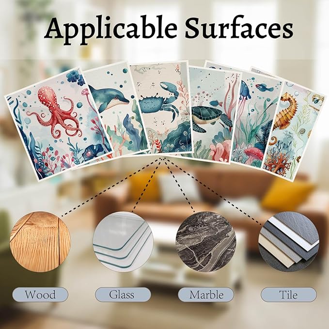 CREATCABIN 6Pcs Swedish Dishcloths for Kitchen Reusable Swedish Dish Towels Absorbent Swedish Dish Rags Washable Sponge Cleaning Cloths No Odor Fast Drying Kitchen Dish Cloths Ocean Animal 7.6x6.7Inch