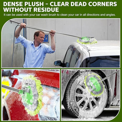 Tallew 5 Pcs Car Wash Mitt Kit, Car Clean Brush Not Included, Microfiber Mitt Clean Detail Cleaning Tools Truck Washing Chenille Scratch Free Replacement Kit for Auto RV Pickup Bus(Green)