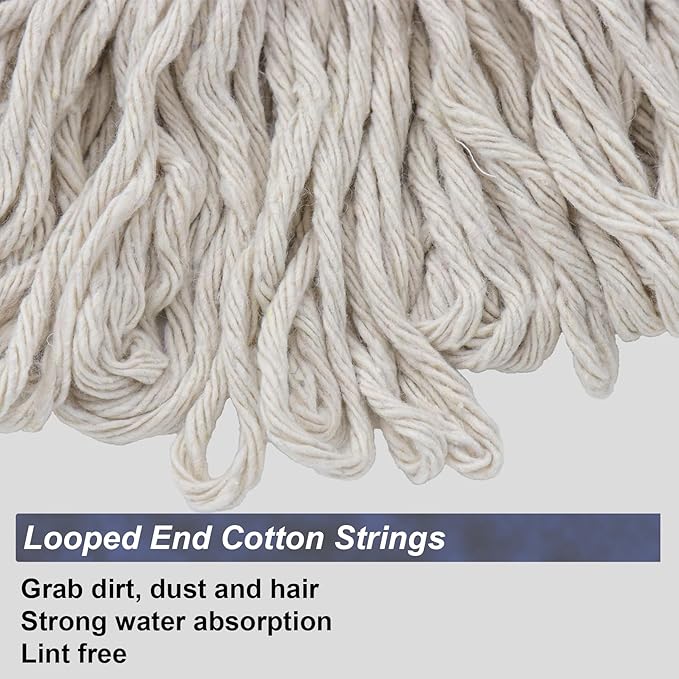EaseYourDay Cotton String Screw on Mop Replacement Head Compatible with All Standard US Threading Pole (Acme 3/4 inch Thread) - 2 PCS