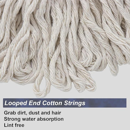 EaseYourDay Cotton String Screw on Mop Replacement Head Compatible with All Standard US Threading Pole (Acme 3/4 inch Thread) - 2 PCS