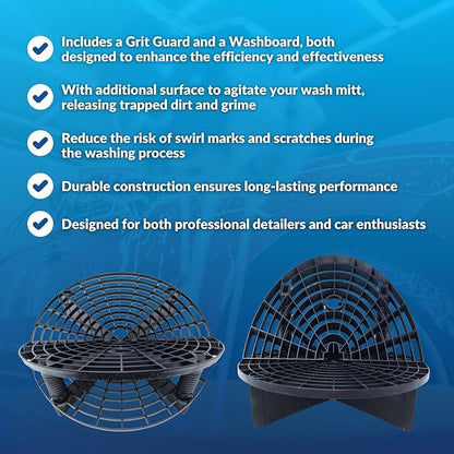 Grit Guard The Original Bucket Insert with Washboard Combo | Removes Dirt from Wash Mitt for Detailing | Car Wash Bucket Insert & Washboard | Red/Red