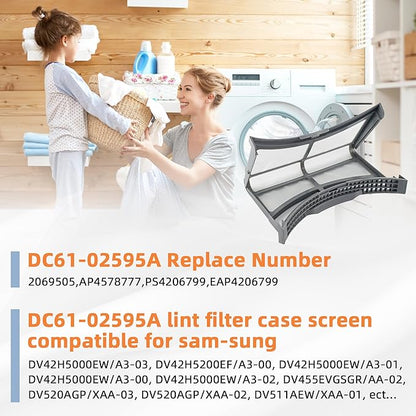 DC61-02595A Dryer Filter Replacement fit for Samsung Dryer Lint Trap with Brush,by MIFLUS Replaces 2069505, PS4206799, AP4578777, EAP4206799