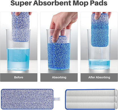 JOYMOOP Microfiber Mop Pads Replacement for JOYMOOP Flat Mop Bucket Set, Pack of 4 Refills 13-inch - Slate Blue