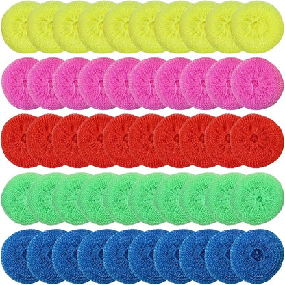 50 Pack of Non-Scratch Pp Plastic Dish Scrubbies, Colorful Mesh Cleaning Balls for Pots & Pans, 5 Colors