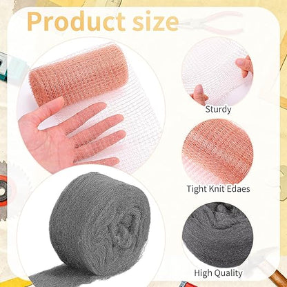 Copper Mesh Rodent Control Kit 1 Pack Rustproof Mesh Roll and 0000 Steel Wool Mouse Hole Filler with Gloves, Scissors for House Garden Home Garage(5in X 29.5ft)
