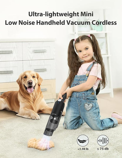 Handheld Vacuum Cleaner, Cordless & Rechargeable, 15KPa Powerful Suction, 30-Min Runtime, 500ML Dust Cup, for Pet Hair/Car/Home Matte Black