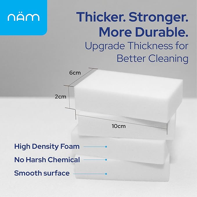 Melamine Sponge 50 Pack, Extra Dense Magic Cleaning Sponge Bulk for Kitchen, Bathroom, Walls, Baseboards, Sink, Bathtub & Floor – Multi Surface Eraser Pads for Grease, Scuff Marks & Stains