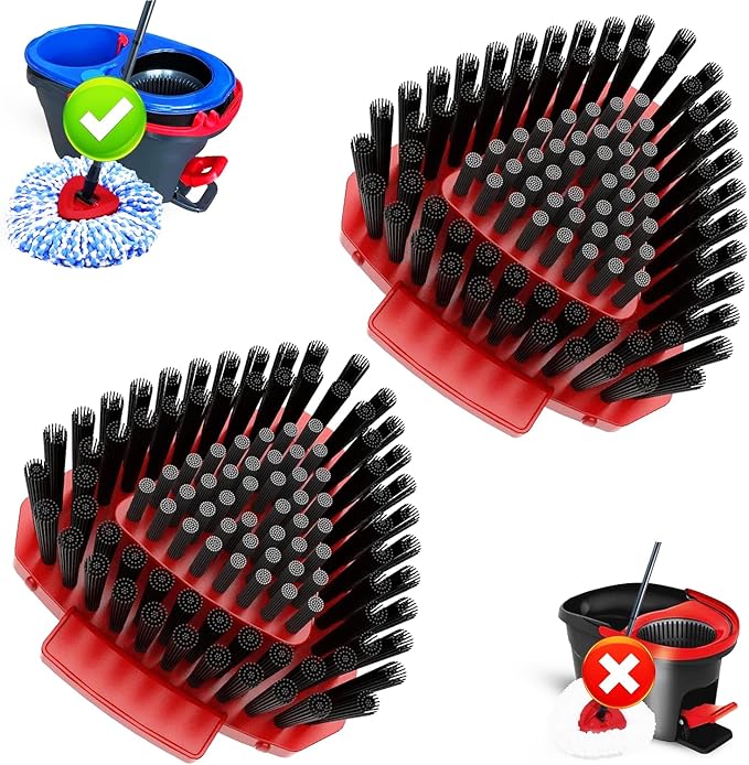 Fatmass 2 Pack Upgraded Spin Mop Replace Scrub Mop Brush Compatible with O Cedar 2 Tank RinseClean, Great for Kitchen, Deck, Bathroom and Shower Floor Scrubber