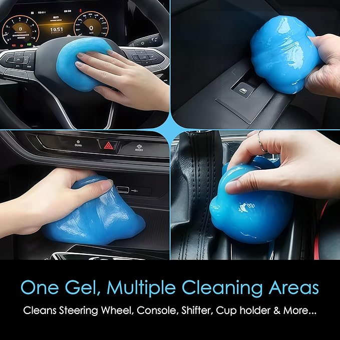 Car Cleaning Gel Putty for Car Interior Detailing | Reusable Dust Cleaning Slime for Air Vents, Dashboard, Cup Holders, Keyboard & AC Vent Cleaner | Non-Sticky No Residue Gel (Blueberry Scent)