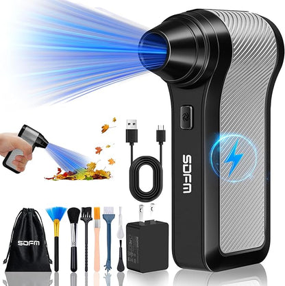 SDFM Compressed Air Dust - Electric Air Dust with Built in Brushless Motor,130,000RPM, 3-Speed Adjustable Air Blower - Suitable for Keyboard, Computer, car, and Home Cleaning (X3) (X1-Black)