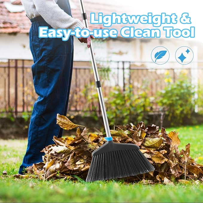 Outdoor Broom with Leaf Blower, Small Cordless Leaf Blower with Long Handle Broom, Lightweight Rechargeable Air Duster Broom Blower for Lawn Yard Patio Garden Balcony Car RV(Charger Included)