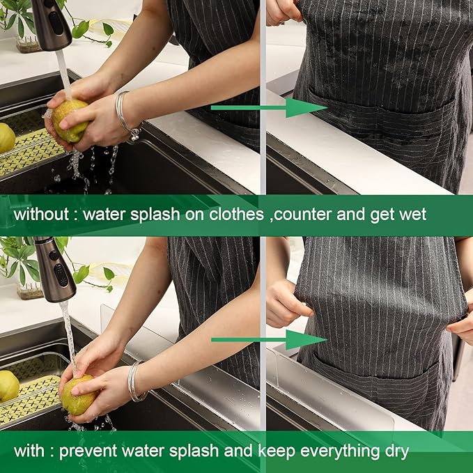 Acrylic Sink Splashbacks - Water Splash Guard for Kitchen, Island and Bathroom Countertop Magnetic Film Attachable Sheet Splashbacks Transparent Acrylic (Frosted)(10.2x1.2x3.35 in) (4pcs)