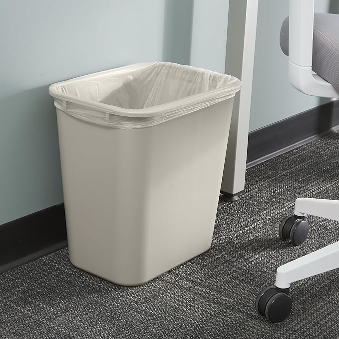 Coastwide Professional Plastic Trash Can, 7 Gallon, Beige