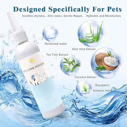 Pet Steam Brush for Dog & Cat – 3-in-1 Spray Hair Removal for Grooming, Softens Fur & Reduces Static 1*Shampoo(Steam Brush not Included)