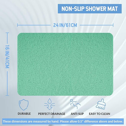 Hargiis Non-Slip Bathtub Mat, Anti Slip Shower Mat, Fast Drying Bathtub Mats, Foot Scrubber Mat, Anti Slip Mat for Tub, Floor, Bathroom, Kitchen, Home, Hotel (Light Green 24"×16")