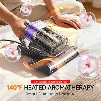 FEPPO Mattress Vacuum Cleaner, 4-in-1 Bed Vacuum Cleaner PRO, 16KPa Handheld Vacuums with 253.7nm UV-C Light, 40,000 Beats/Min Tapping, 140°F Hot Air, HEPA Filter for Bed, Sofa, Crib(Corded, 550W)