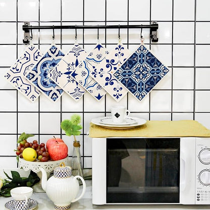 Swedish Dish Clothes Pack of 6, Reusable, Absorbent Hand Towels for Kitchen, Bathroom and Cleaning Counters - Blue Cellulose Sponge Cloth