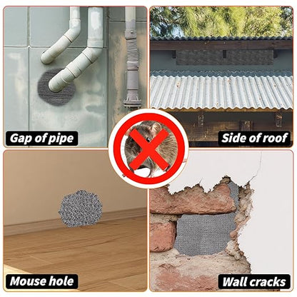 Steel Wool Mice Control, 6 Pack 3.2" x60 FT #0 Steel Wool & 1 Pack 5" x30 FT Wire Mesh, Medium Stainless Steel Wool Keep Mouse Away from Hole,Barrier and Gap Filler for Home Garden Kitchen Pipeline