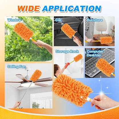 7 Pack Reusable Duster Refill for Swiffer Hand Duster, 360 Degree Duster Refills for Spring Cleaning, Ceiling Fan, Orange (Handle is Not Included)