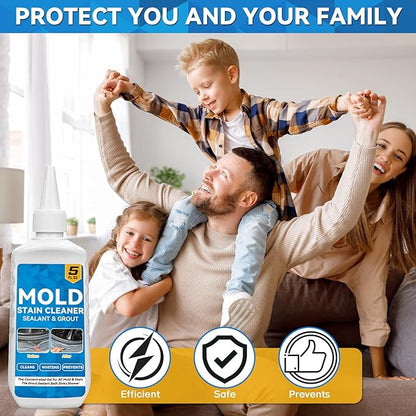 Mold Stain Cleaner, 8 Floz Washing Machine Cleaner Gel with Brush, Household All-Purpose Cleaner Highly Effective in Penetrating for Grout, Fridge, Bathroom, Shower, Front Load Washer