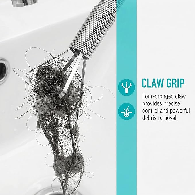 35 inch Drain Snake Hair Drain Clog Remover Tool,Flexible Grabber Claw Pick Up Reacher Tool for Litter Pick, Toilet, Sewer, Shower, Kitchen Sink