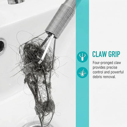 35 inch Drain Snake Hair Drain Clog Remover Tool,Flexible Grabber Claw Pick Up Reacher Tool for Litter Pick, Toilet, Sewer, Shower, Kitchen Sink