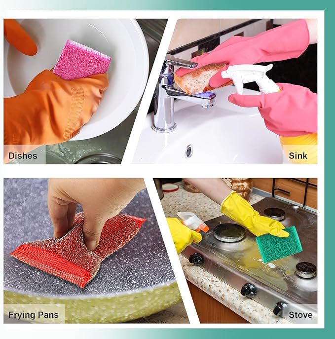 Thyle 24 Pack Kitchen Steel Scrubbing Sponges, Heavy Duty Non Scratch Metal Scrub Pads, Reusable Cleaning Sponges for Dishes, Pots, Pans, Sink and Tough Hard Stains (Vibrant Color)