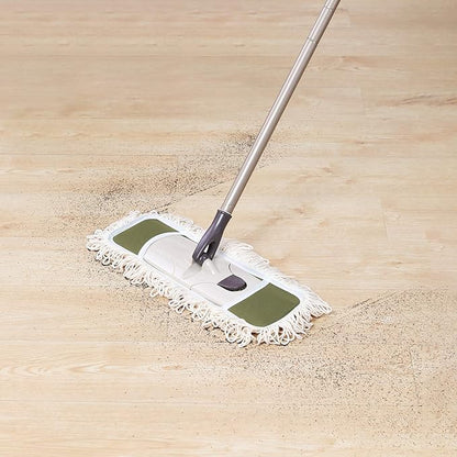 Eyliden Dust Mop with 2 Washable Pads for Hardwood & Tile Floors | 32.9"-52.6" Adjustable Handle, 360° Swivel, One-Touch Pad Release | Wet Dry Floor Cleaning Push Broom