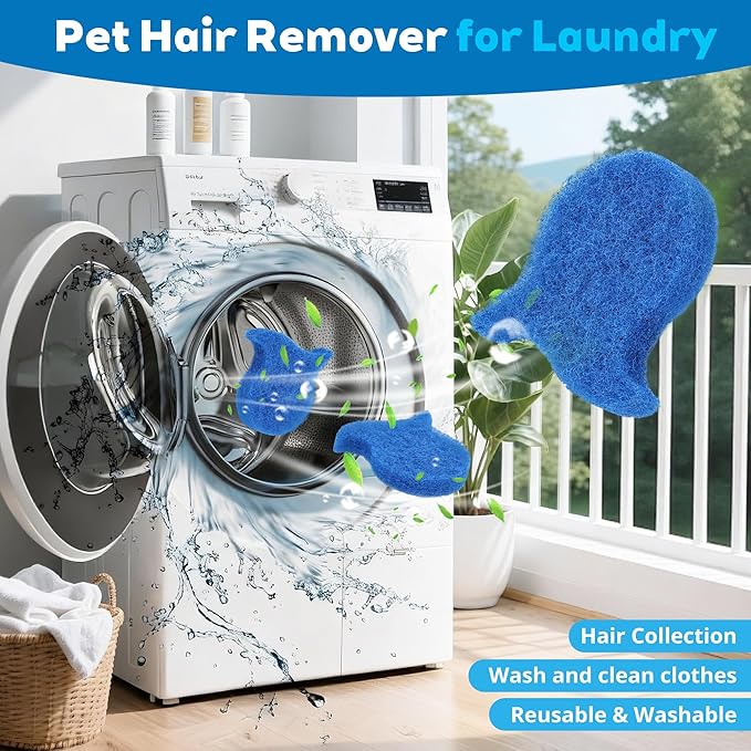 5PCS Pet Hair Remover for Laundry, Reusable Dog & Cat Hair Remover for Laundry Pet Hair Catcher, Lint&Dander from Bedding, Clothes Gentle Laundry Hair Catcher Tool for Washing Machine, Dryer