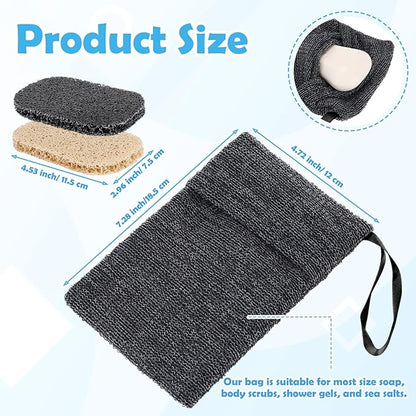 24 Pack Soap Saver & Bag Set Include 12 Soap Pouch and 12 Bar Lifting Pads, Pocket Body Scrubber Rough Sponge Exfoliator, Draining Bar Holder for Bath & Shower