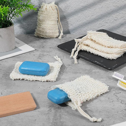 50pcs Soap Saver Bag mesh soaps bags with Drawstring Exfoliating Pouch Sisal soaps bag loofah pouch soap savers for bar Foaming and Drying Exfoliating Net for Bath and Shower