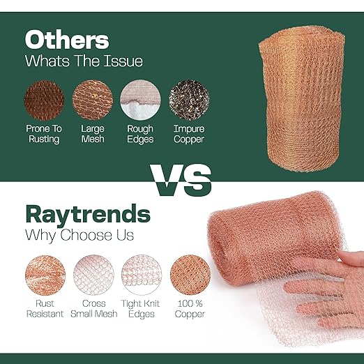 3rd Gen Copper Mesh Rodent Control Kit 5" x 35ft, 100% Premium Copper Wool for Sealing Holes & Water Gaps, Blocks Slugs, Snails, Mice & Pests – with Scissors, Gloves & Packing Tool