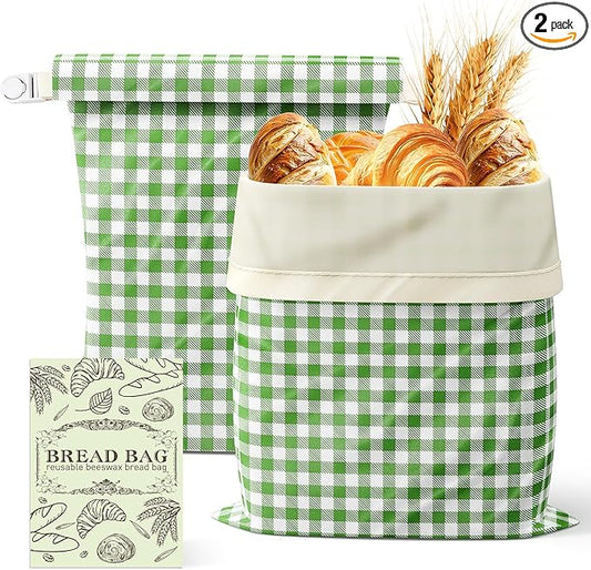 Large Beeswax Bread Bags for Sourdough, 13" W x 17" H Reusable Cotton Material, Ideal for Sourdough Bread Storage to Keep Fresh Lock Moisture Bread Boxes (2 Pack)