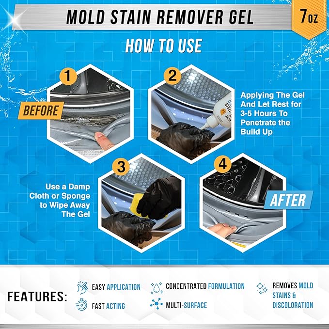ACTIVE Mold Stain Remover and Ice Machine Cleaner - Includes 7oz Mold Stain Remover Gel and 32oz Ice Maker Cleaning Solution
