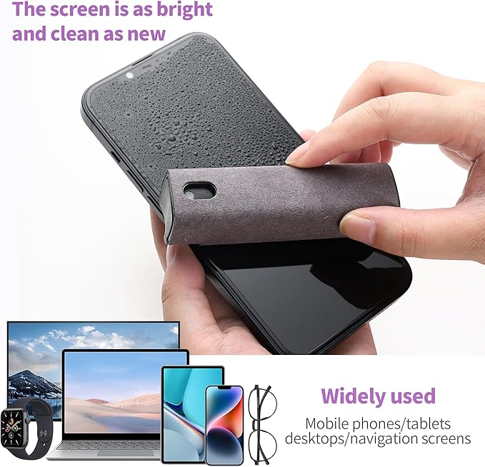 CUIUD Touchscreen Screen Cleaner Kit 2 Pcs, Phone, Tablet and Car Screen Cleaner, Two in One Spray and Microfiber Cloth(Grey&Pink)