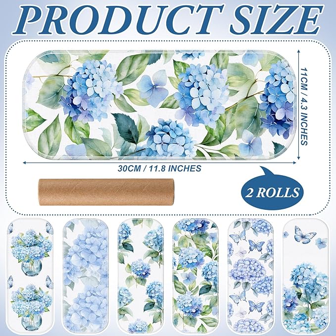 FuWeave 60 Pack Reusable Toilet Paper Washable Soft Bidet Towels Bulk Gifts Paperless Rolls Flannel Cotton 12'' x 4.3" Family Cloth Wipes Bathroom Napkins with Cardboard (Hydrangea)