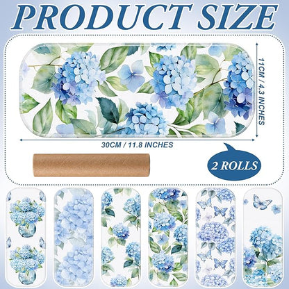 FuWeave 60 Pack Reusable Toilet Paper Washable Soft Bidet Towels Bulk Gifts Paperless Rolls Flannel Cotton 12'' x 4.3" Family Cloth Wipes Bathroom Napkins with Cardboard (Hydrangea)